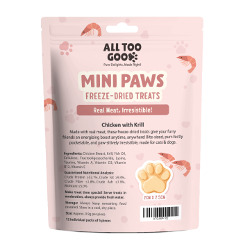 All Too Good  Mini Paws Freeze-Dried Treats Chic w/Krill 54g